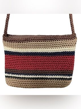 The Sak Multicolor Crocheted Crossbody Bag - Red, Brown, Navy, Cream